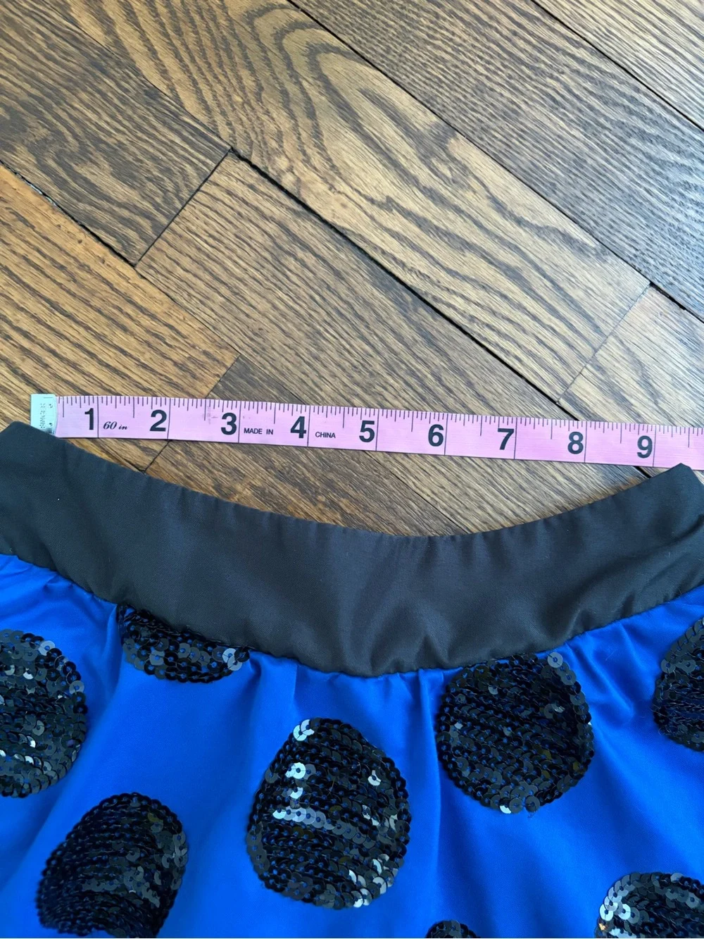 Justice Girl's Size 12 Blue Black Sequin Polka Dot Skirt